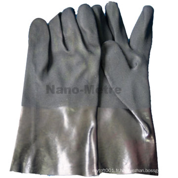 NMSAFETY long manchette pvc enduit gants de travail noirs